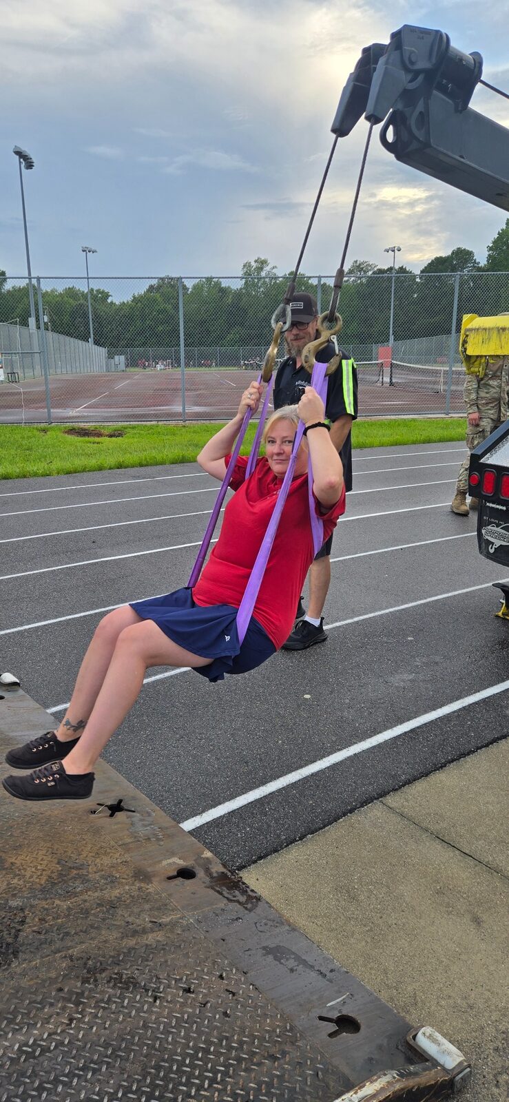 Trying the recovery-truck sling during Touch-A-Truck